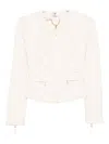 Elisabetta Franchi Chain-trimmed Zip-front Jacket In White