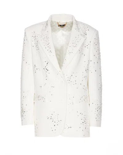 Elisabetta Franchi Double Breated Sequins Jacket In White