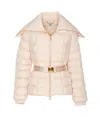 Elisabetta Franchi Belted Waist Padded Down Jacket In Neutral