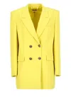 Elisabetta Franchi Logo Button Double-breasted Blazer In Yellow