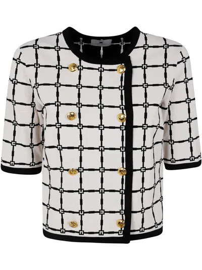 Elisabetta Franchi Jacquard Cardigan In White