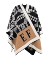 Elisabetta Franchi Lettering Jacquard Cloth Cape In Black