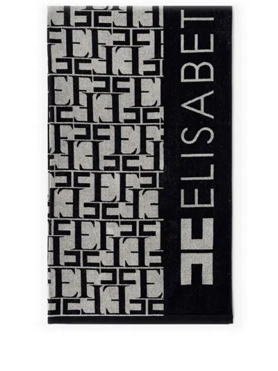 Elisabetta Franchi Jacquard Cotton Beach Towel In Neutrals