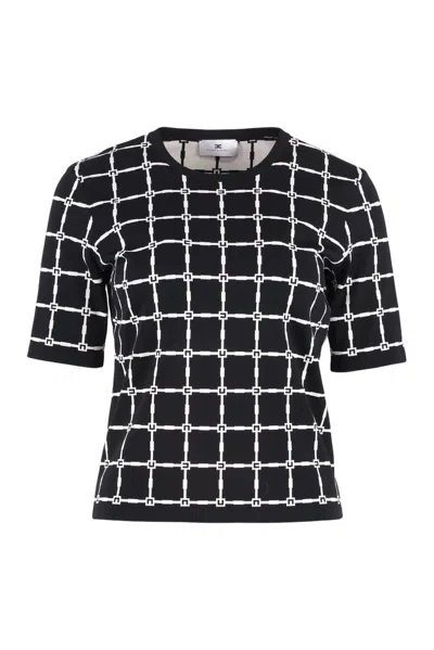 Elisabetta Franchi Patterned-jacquard T-shirt In Multi