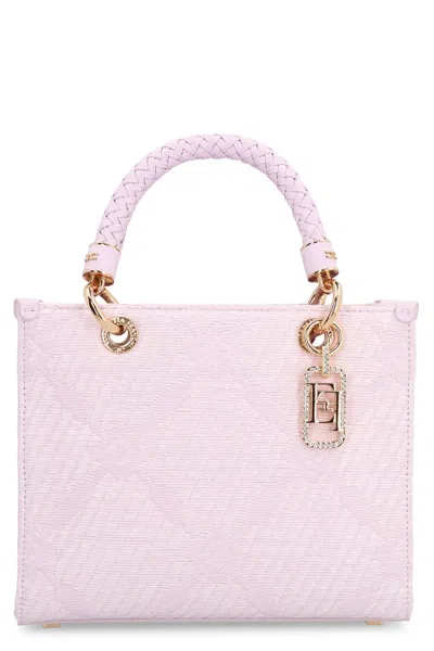 Elisabetta Franchi Jacquard Fabric Tote In Pink