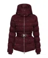 Elisabetta Franchi Jacquard Logo Belted Puffer Coat In Brown