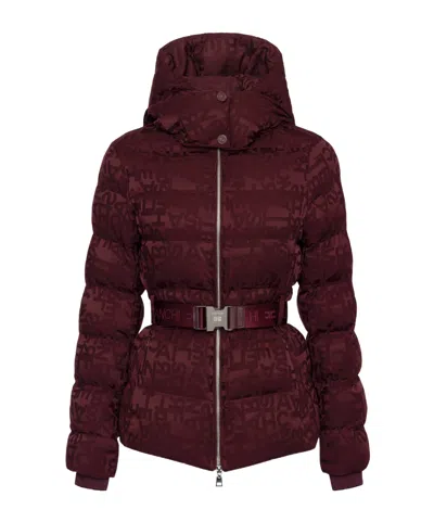 ELISABETTA FRANCHI JACQUARD LOGO BELTED PUFFER COAT