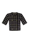 Elisabetta Franchi T-shirt With Geometric Pattern And Gold Buttons