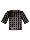 Elisabetta Franchi Jacquard Logo Cardigan With Gold Buttons In Black