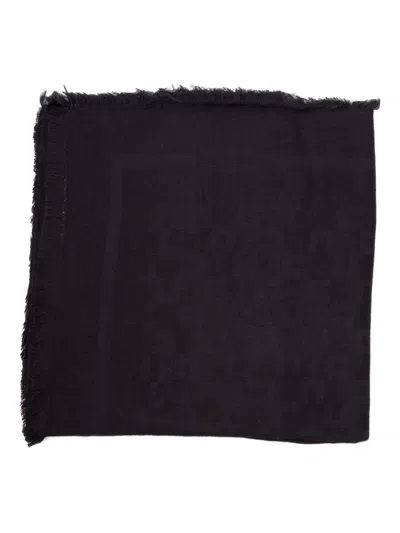 Elisabetta Franchi Jacquard-logo Fringed-edge Scarf In Black