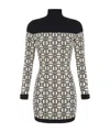 Elisabetta Franchi Mini Dress Turtleneck Jacquard Logo In Black