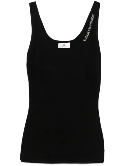 Elisabetta Franchi Jacquard Logo Knitted Top In 黑色