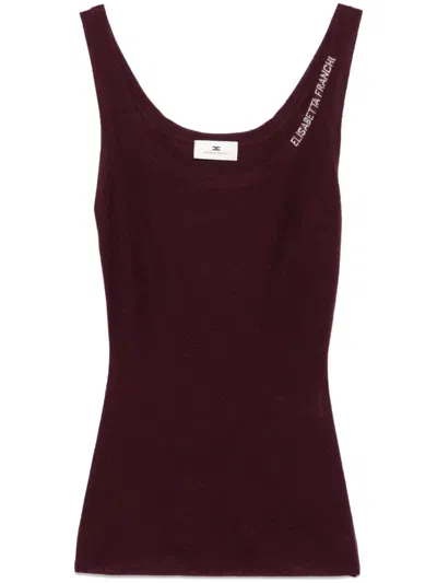 Elisabetta Franchi Jacquard Logo Knitted Top In Burgunderrot
