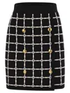 Elisabetta Franchi Black Jacquard Mini Skirt With Logo And Gold Buttons