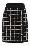 Elisabetta Franchi Black Jacquard Mini Skirt With Logo And Gold Buttons