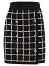 Elisabetta Franchi Black Jacquard Mini Skirt With Logo And Gold Buttons In Black