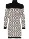 Elisabetta Franchi Jacquard-logo Turtleneck Mini Dress In White