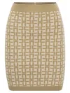 Elisabetta Franchi Monogram Butter Beige Knitted Skirt In Brown
