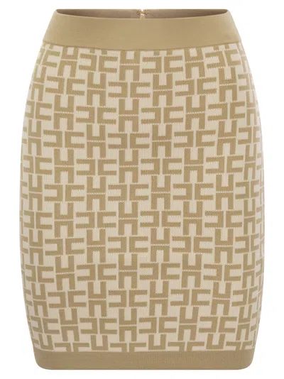 ELISABETTA FRANCHI JACQUARD LOGO SKIRT
