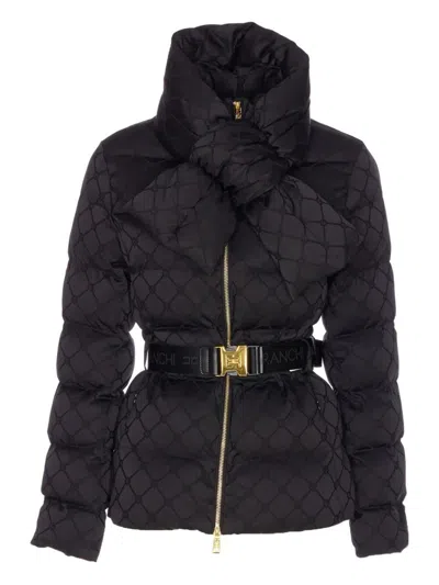ELISABETTA FRANCHI ELISABETTA FRANCHI JACQUARD SAIL FABRIC DOWN JACKET WITH BELT CLOTHING