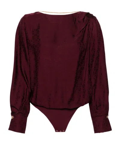 ELISABETTA FRANCHI ELISABETTA FRANCHI JACQUARD SATIN BODYSUIT-STYLE BLOUSE