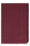 Elisabetta Franchi Jacquard Logo Lettering Rectangular Scarf In Bordeaux