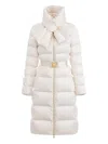 Elisabetta Franchi Jacquard Scarf-collar Down Coat In Neutral