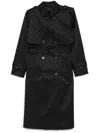Elisabetta Franchi Double-breasted Jacquard Trench Coat In Black
