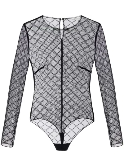 ELISABETTA FRANCHI JACQUARD TULLE BODYSUIT