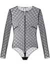 Elisabetta Franchi Sheer Fabric Long Sleeves Round Neckline In Black