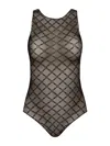 Elisabetta Franchi Sheer Patterned Tulle Bodysuit In Black