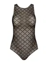 Elisabetta Franchi Sheer Patterned Tulle Bodysuit In Black