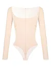 Elisabetta Franchi Jacquard-tulle Long-sleeve Bodysuit In Neutral