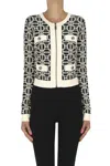 Elisabetta Franchi Jaquard Cardigan Jacket In Black