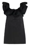 Elisabetta Franchi Ruffled Neckline Mini Jacquard Dress