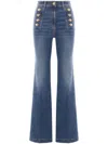 Elisabetta Franchi Stretch Cotton Flared Jeans With Central Button Placket