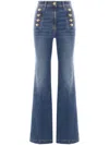 Elisabetta Franchi Stretch Cotton Flared Jeans With Central Button Placket