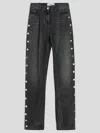 Elisabetta Franchi Straight Cotton Jeans With Side Buttons In Black Denim
