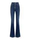 Elisabetta Franchi High-waisted Flared Leg Trousers With Button Detailing In Blue