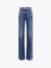 Elisabetta Franchi Side Button Placket Bell-bottom Stretch Jeans In Blue