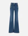 Elisabetta Franchi Flared Button Placket Jeans In Blue