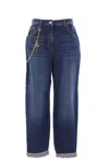 Elisabetta Franchi Jeans Con Catena Gioiello Blu In Blue