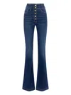 Elisabetta Franchi High-waisted Flared Leg Trousers With Button Detailing In Blue
