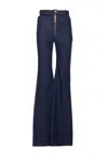 Elisabetta Franchi High Waist Flared Denim Jeans Trousers In Blue