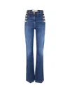 Elisabetta Franchi Side Button Placket Bell-bottom Stretch Jeans In Blue