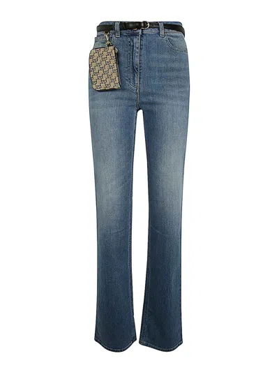 Elisabetta Franchi Straight Leg Jeans In Blue