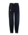Elisabetta Franchi Jeans With Blue Jewel Chain In Blue
