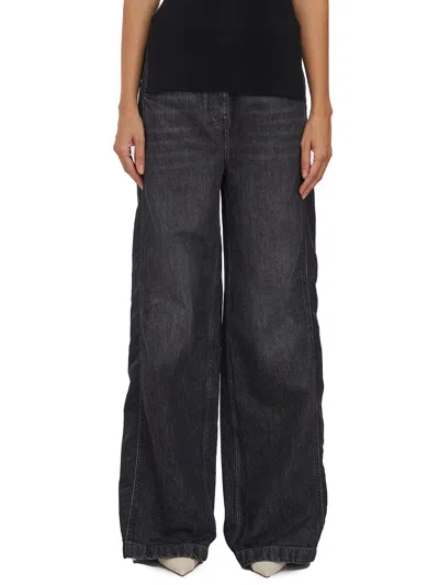 Elisabetta Franchi Jeans Con Inserti In Nylon In Black