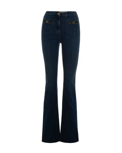 Elisabetta Franchi Jeans Con Logo Gioiello Blu In Blue