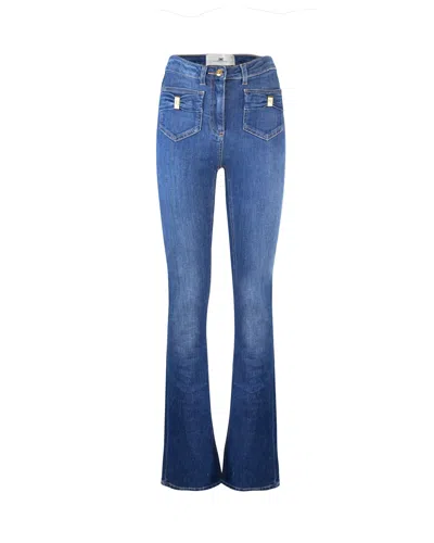 Elisabetta Franchi Jeans Con Taschini E Dettagli A Fiocco In Navy